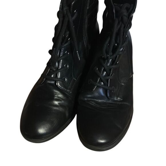 Black Lace‎ Up Ankle Boots with Buckle Detail, Fashion Combat Booties - Picture 3 of 7